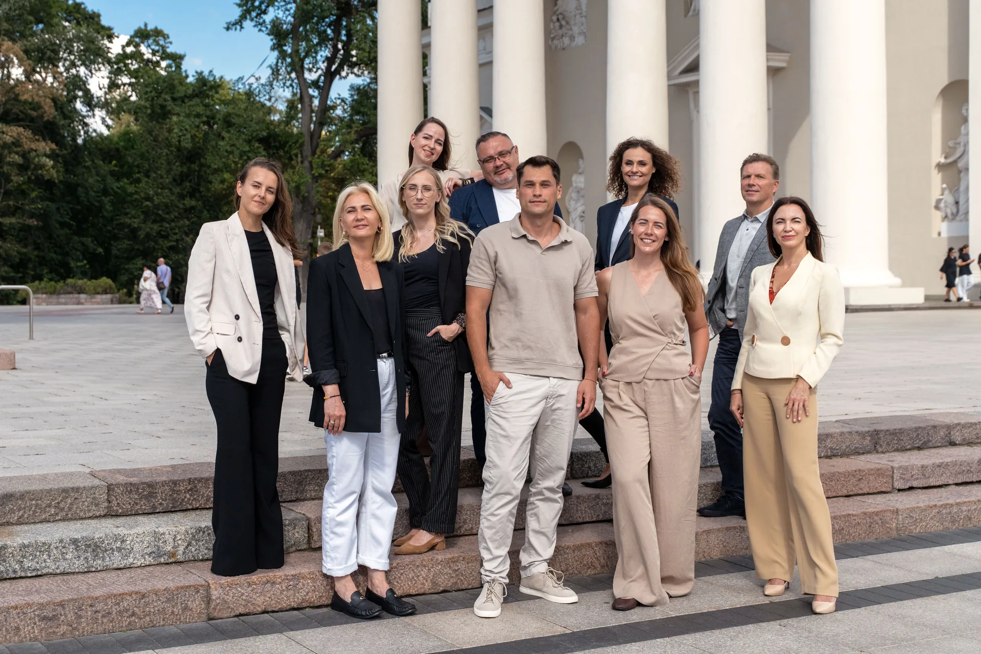 The Lunvio team gathered on the steps outside their studio